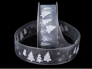 Органза 2,5 см "Ялинки СІРА